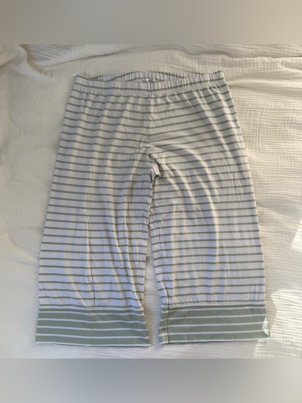 LAKE pajama pants striped wide leg cropped XL